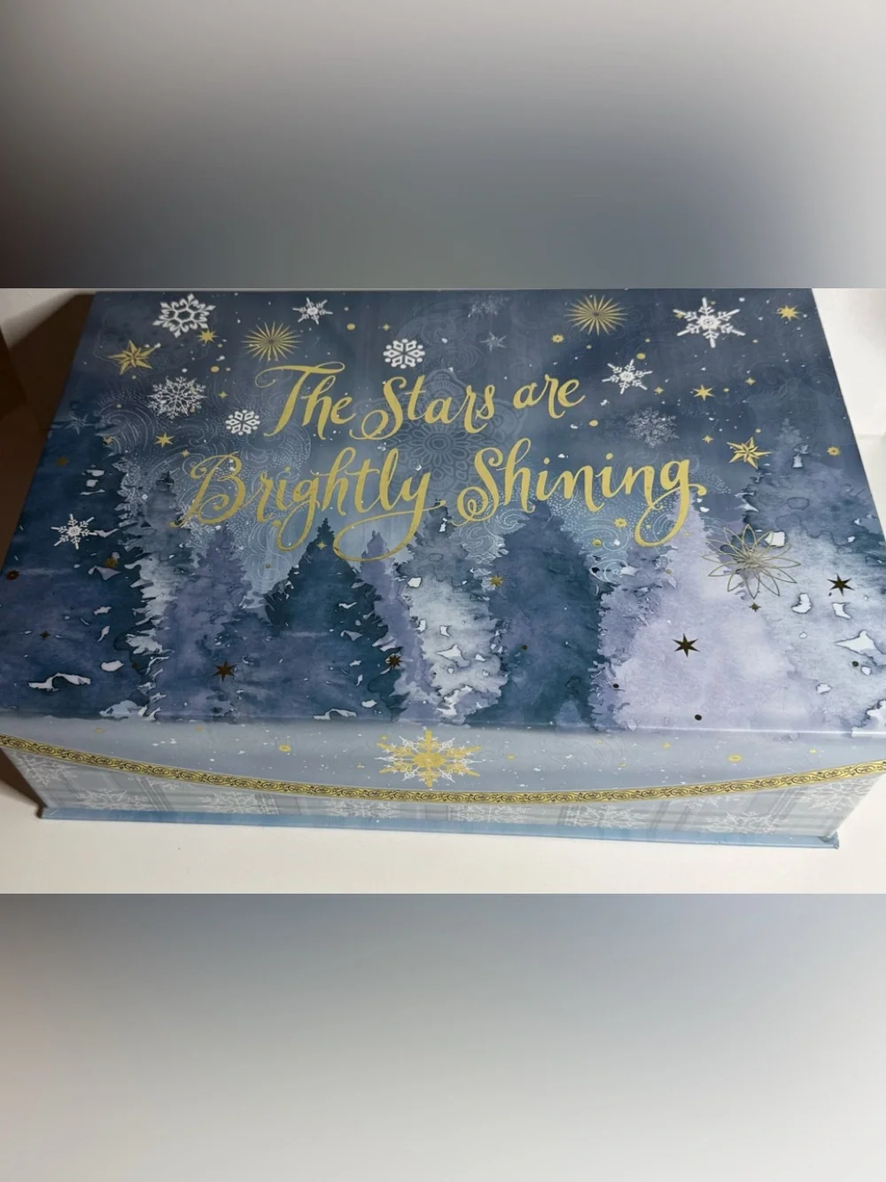 Gift Box “All Is Bright “Blue Holiday with Gold Script